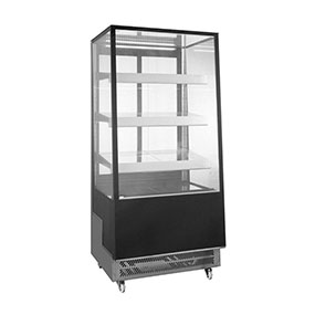 Floor Freestanding Square Refrigerated Glass Display Cabinet with Wheels
